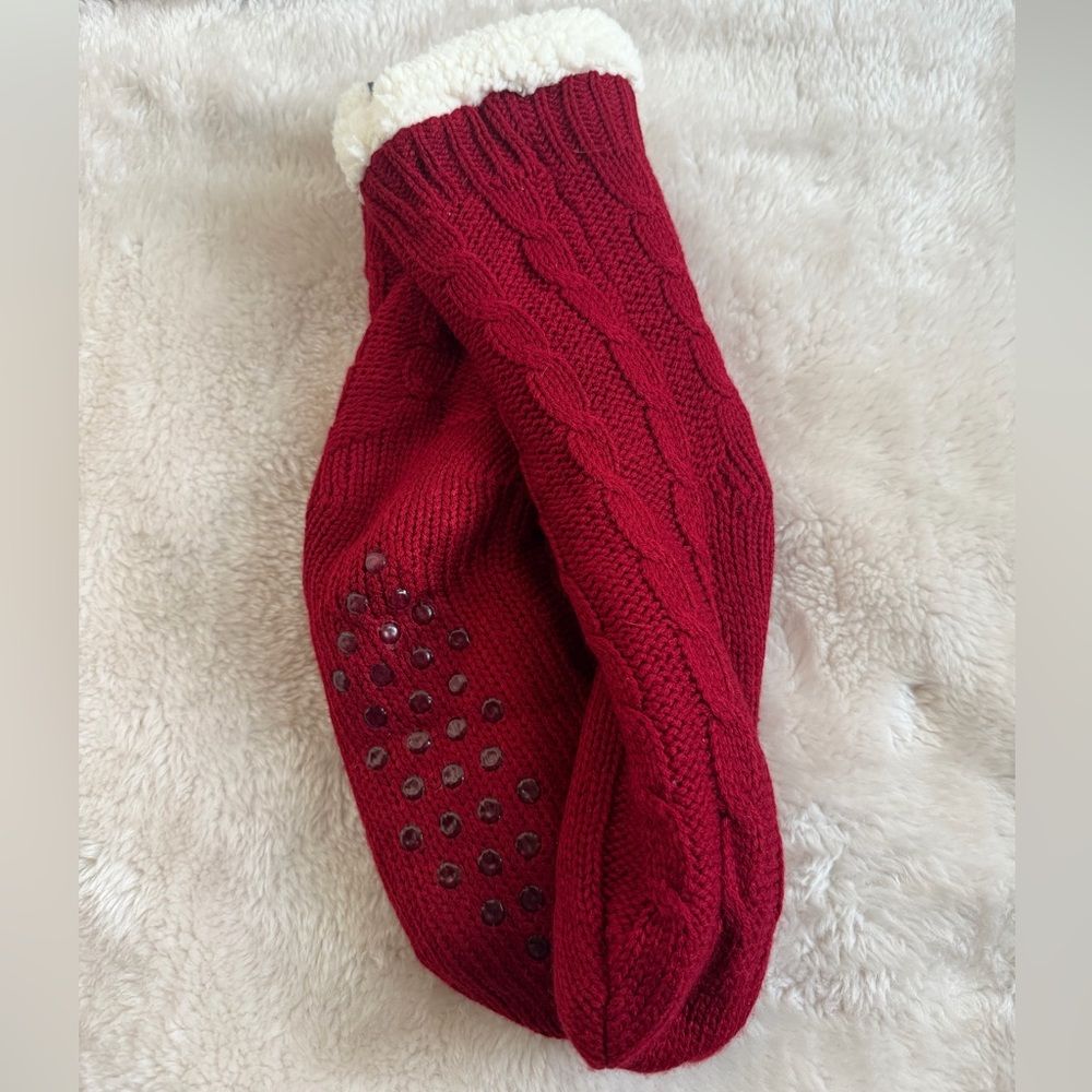 Sir Woolly Sock co.Cozy Red Knit Socks with White Fleece Lining - Picture 7 of 8